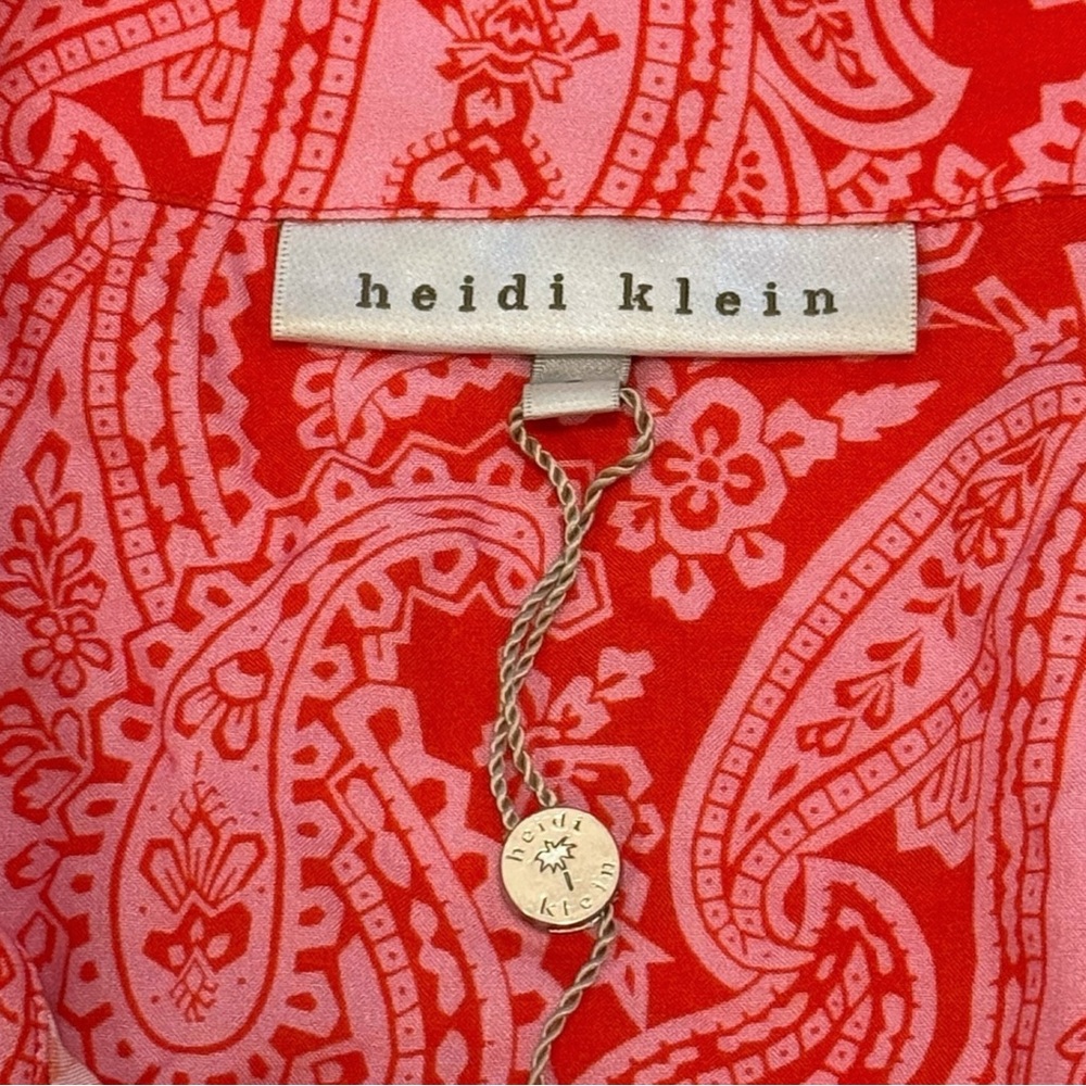 Heidi Klein Tangier Paisley-Print Mini Shirt Dress In Red And Pink Size L Mini - Picture 9 of 10